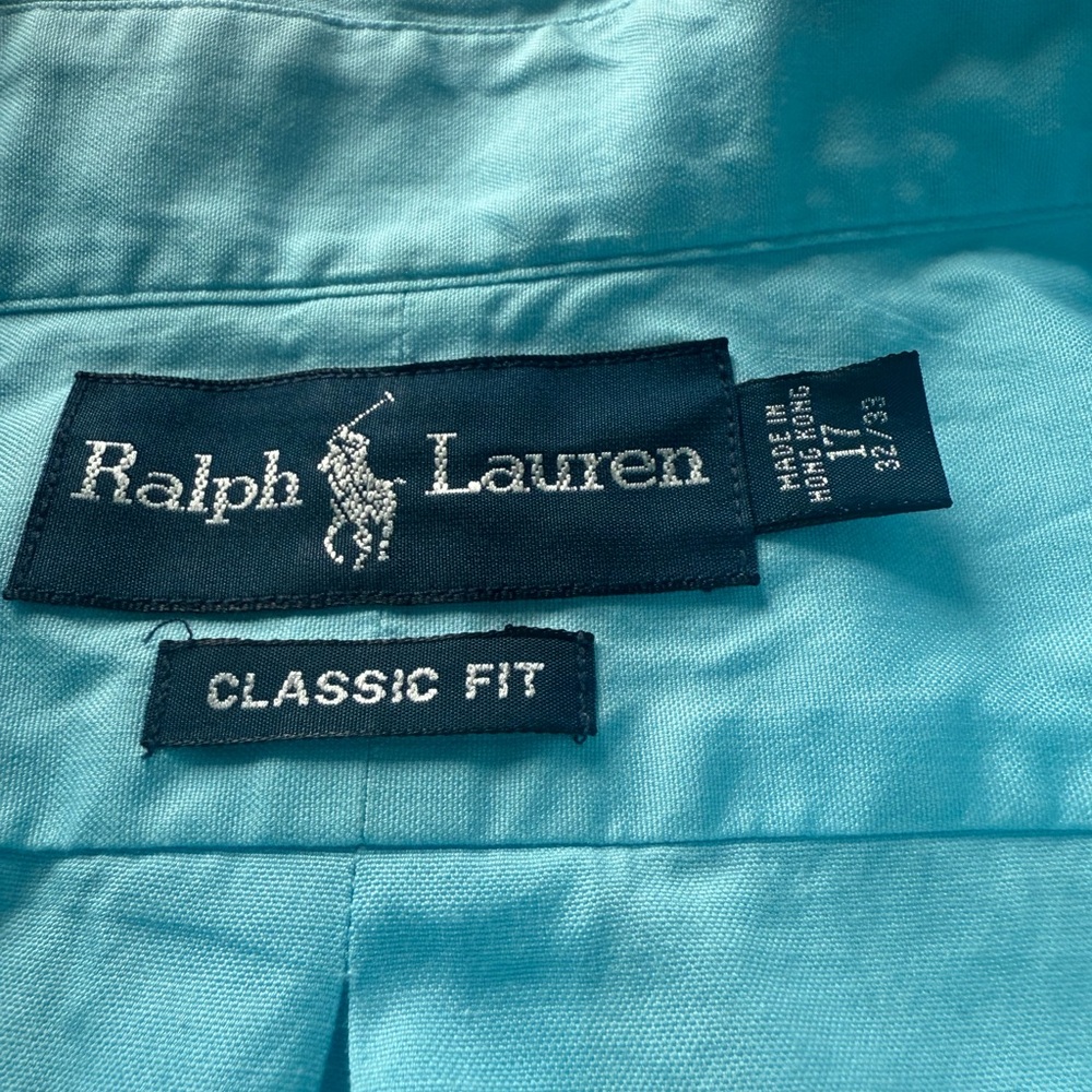 Polo Ralph Lauren men’s size 17 32-33 Blue full front button collar dress shirt - Picture 2 of 7